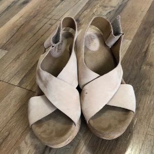 Clarks Suede Adjustable Strap Wedge Sandals